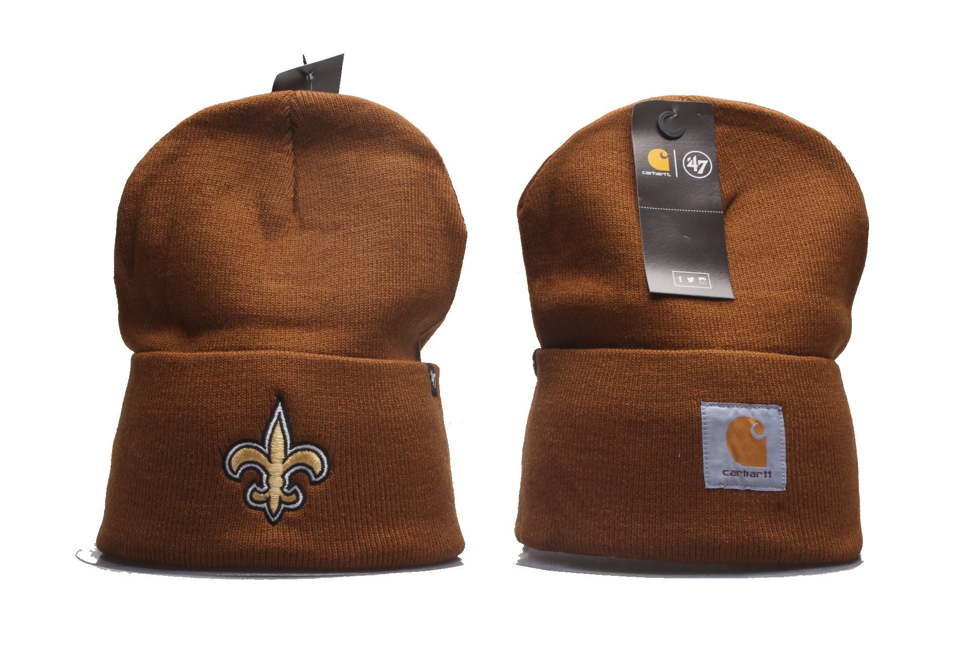 Carhartt 47 New Orleans Saints embroidered beanie front and back view