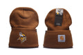 Carhartt 47 Minnesota Vikings embroidered beanie front and back view
